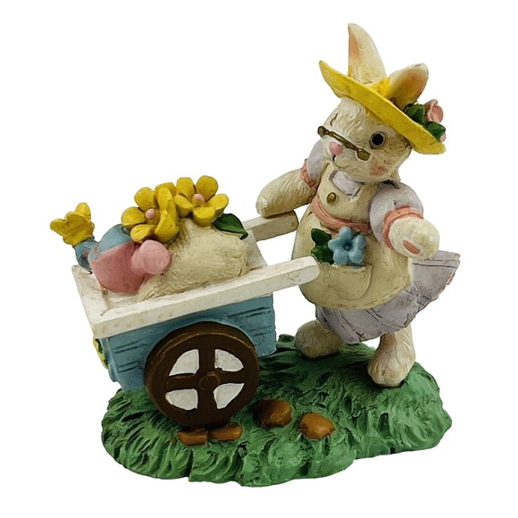 Cottontail Lane Bunny & Garden Cart Figurine‎ Easter Resin Midwest Cannon Falls - Picture 1 of 5